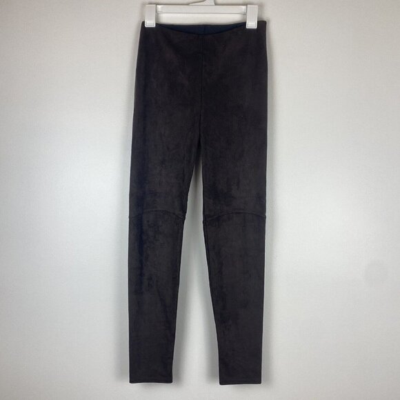 Lysse Women's Faux Suede Pants High Waist Size S NWT Espresso Brown Skinny Taper - Picture 1 of 10